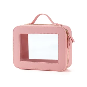 Custom With Logo Zipper Clear PVC Window Large Capacity Wash Bag Makeups Bagged Transparent Travel Toiletry Cosmetic Makeup Bags