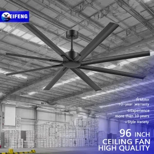 96 Inch Factory Workshop Warehouse 8 Aluminum Blade Large Ceiling Fan Without Light with Remote Control