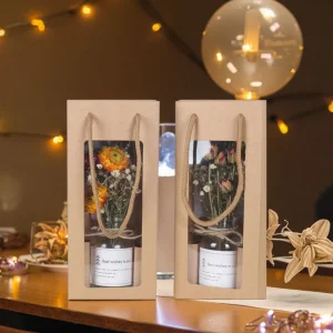 Sunflower Ornament Teacher's Day Gift Small Eternal Dried Flower Bouquet in Glass Vase