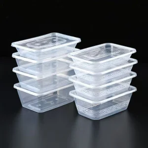 Plastic Food Storage Containers with Lids, 28oz Leakproof Stackable Bento Boxes, Microwave Safe, Transparent Rectangular Design for Meal Prep, Fruits, Nuts