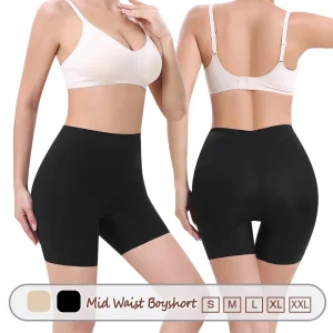 3362 Women's Firm Control Breathable Nylon Micro Invisible Shapewear Mid Waist Double Layer Butt Lifter Shaping Shorts