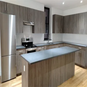 Armário de Cozinha Modular em Melamina HPL Moderno para Cozinha de Casa Residencial Prefabricada