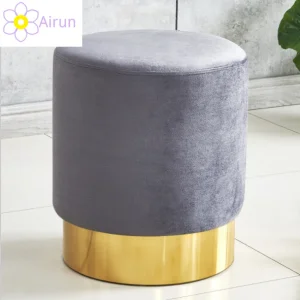Velvet Gold Base Ottoman