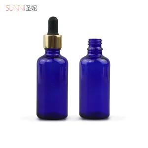 50ml blue Glass Drop Scrum Bottle with Gold Dropper