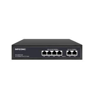 6-Port 1000M POE IEEE 802.3af/at Unmanaged Network Switch Inficomo RD-G04P2U65 2 1000M Uplink 12GB Capacity SNMP VLAN Function
