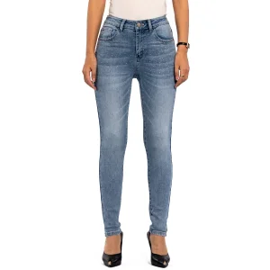 Calças de Denim Azul Claro com Lantejoulas