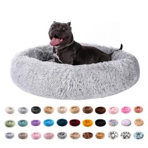 Cama para mascotas de felpa sintética larga cómoda