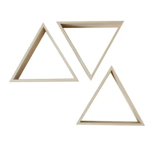 Modern Geometric Wall Decor Wall Mounted Hexagonal Floating Honeycomb Shelves Natural Wood Hexagon Shelves