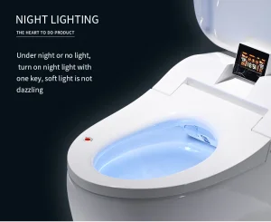 Tankless White Bathroom Smart Toilet with Heated Bidet Voice Control Female Washing for Modern Condo Living