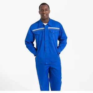 Chaqueta y pantalones de trabajo para taller industrial con tiras reflectantes