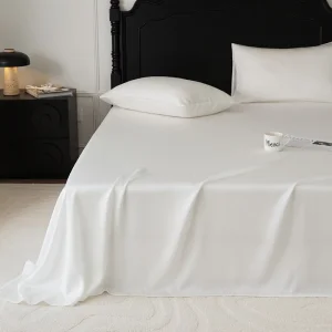 Summer Cooling Lyocell Tencel Flat &amp; Fitted Sheet Bedding Set Plain Color Home Hotel Textile Bed Sheets