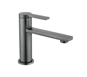 New Design Square Gungray Finish Luxury Deck Mounted Basin Faucet