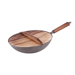 Customized Classic Pure Titanium Wok Pan Ultra-Light Stir-Fry Pan Wooden Handle Eco-Friendly Easy Clean Gas &amp; Induction Ready