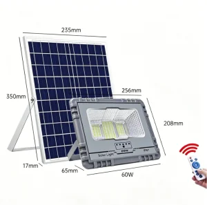 60W Outdoor Security Split Solar Flood Light Die-Cast Aluminum Housing Independent Solar Panel Adjustable Angle Lamp for Garden Patio Backyard Lighting