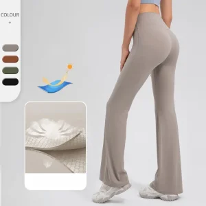 Pantalones de yoga de cintura alta y levantamiento de glúteos para mujer, transpirables, sin línea de vergüenza, pantalones de fitness deportivos, leggings acampanados