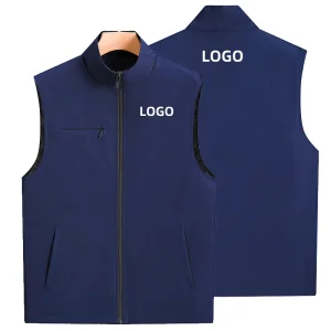 Work Cool Summer Outer Wear Men's Workwear Construction Vest Woven 100% Polyester Waterproof Zipper Breathable Quick Dry Safari