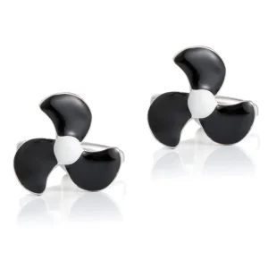 Black Enamel Fan Leaf Cufflinks