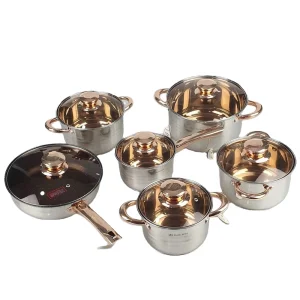 Stainless Steel 12pcs Cookware Set Luxury Cooking Pot Set for Kitchen Use