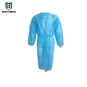 40GSM Nivel 2 Bata de Aislamiento Desechable Médica Azul de Polipropileno y Polietileno