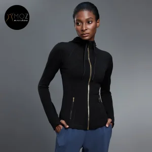 Women's Long-Sleeved Hooded Yoga Jacket Slim Fit Cardigan for Gym Running Soft Comfortable Breathable Sportswear Layer