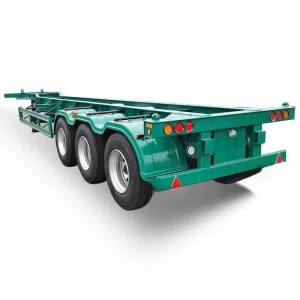 Hot Sale Container Cargo Flatbed Trailer 3axles Gooseneck Beam Skeleton Chassis Semi Trailer for Logistics