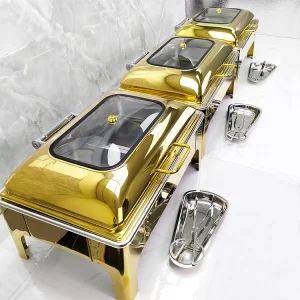 Gold Catering Equipment Buffet Stove Heating Hotel Use Chafing Dish