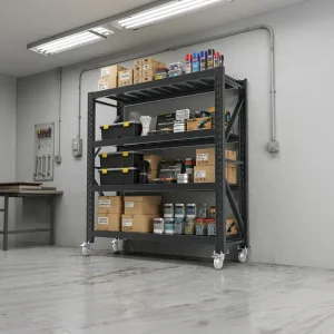 Customizable Multi-Layer Boltless Medium Duty Steel Rack Wheels Durable Powder Coated Finish Corrosion ESD Protection Shelves