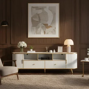 Stylish Modern Round TV Stand Crafted From Solid Wood Materials