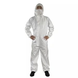Traje desechable de PPE, ropa protectora de cuerpo completo con capucha y tira sellada para protección química