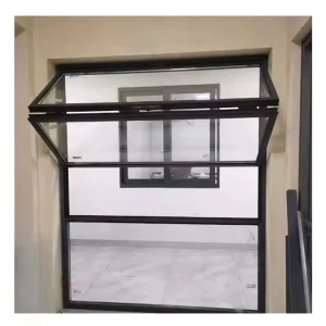 Ventana de cocina empujable deslizante francesa de vidrio plegable para balcón, ventanas de aluminio deslizantes verticales plegables