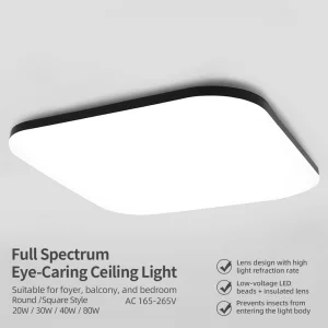 Modern AC220V Square LED Ceiling Panel Light Lamp Black Body White Color Square LED Ceiling Lights Dingdian LED NEW for Home
