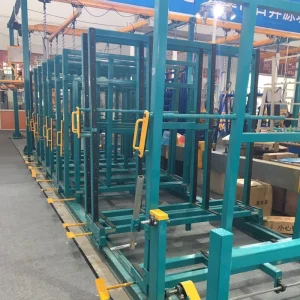 Compact-System Glass Storage for Storing Glass Sheets of Any Stock Size