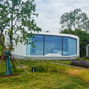 Luxury Modified Apple Cabin Modular Glamping Villa with Panoramic Glass Portable Outdoor Hotel Container Home Modern Design