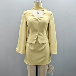 Elegant Yellow Two Piece Suit Set