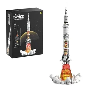 Tuomu T3006 Cross-Border Small Particle Building Blocks Educational Rocket Model Ornament Plastic Science Toy for Kids' Learning