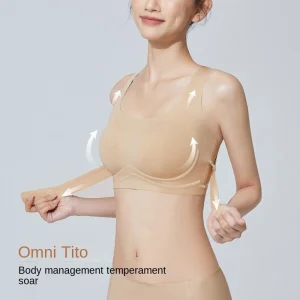 Women's Adjustable Beauty Back Sports Front Buckle Wrap Jelly Strip Soft Support Bra