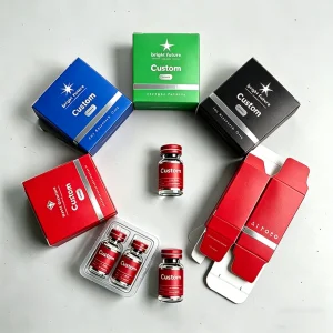 Custom Logo Free Design Waterproof Medicine Packaging 3ml/10ml Label Peptide Box Pill 1pack 2Vials Folders Holographic Box