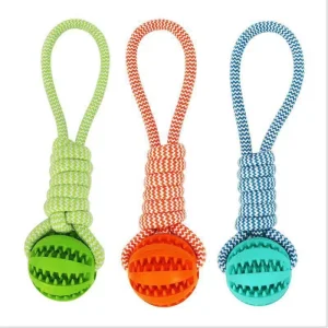 Eco-friendly Dog Tug-of-War Ball Toy with Teeth Cleaning & Grinding Features