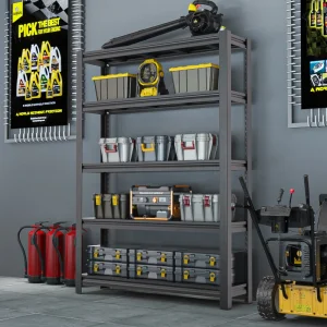 Light Duty Carbon Steel 5-Layer Multi-Level Floor-Standing Rack with Corrosion Protection for Household Storage and Carton Use