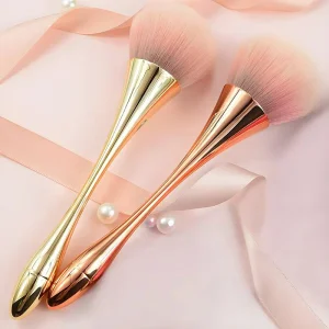 High Quality Kfeier Private Label Flat Angular Blush Makeup Brush Plastic Handle Fiber Bristles Big Soft Face Foundation Blusher