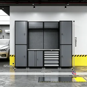 Seamless Combined Metal Workbench, Modular Storage System with Heavy Duty Tool Cabinets for Workshop Lab