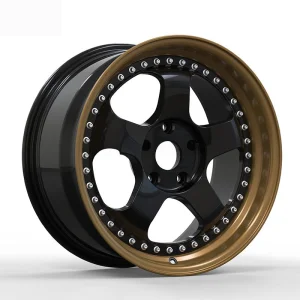 Fashion Golden Lip Custom Casting Car Rim with Rivets Passenger Aluminum Alloy Forged Wheels 15 Inch 4 5 6 8 Holes
