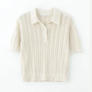 Custom Women's Polo Shirt White Short Sleeve Daily Cotton Blend Basic Sweater Breathable High Quality Summer Ladies Knitwear