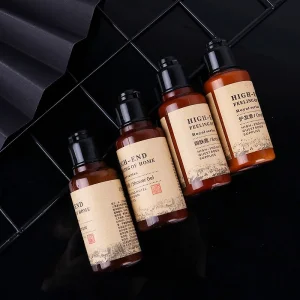 Oriental Zen Hotel Shower Gel (35ml) - Pearl White in Ceramic Bell Bottle, Black Flip Cap, Herbal Bath Experience