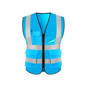 Hi Vis Reflective Safety Vest Clothing Jacket Breathable Mesh Multi Pockets Zipper Support Customized Printing of logo