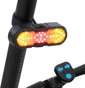 Smart Bike Tail Light with Turn Signal, Wireless Remote Control, USB Rechargeable Bicycle LED Warning Light, Waterproof Night Cycling Safety Bike Blinker for E-