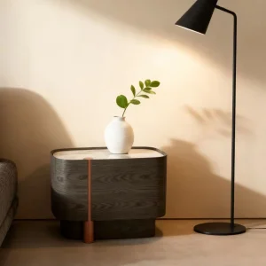 Marble Top Wood Nightstand