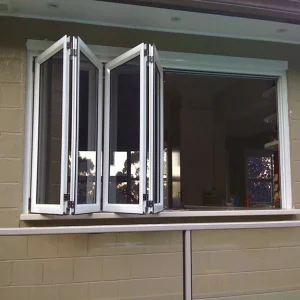 Residential Hurricane Impact Accordion Fold Windows Bifold Custom Tempered Glass Folding Aluminium Doors and Windows