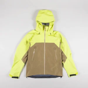 Custom Logo Mens GORE-TEX Hard Shell Jacket Euphoria Yellow Brown Waterproof Outdoor Windbreaker Jacket
