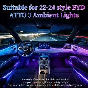 28 LED RGB 12V 10W Interior Ambient Light Kit for BYD ATTO3 2022-2024 | APP &amp; Voice Control | Non-Destructive Installation